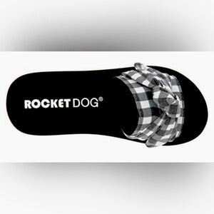 NIB Rocket Dog ladies size 9 Black and White Gingham sandals with bow accent